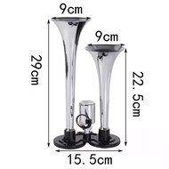 🔥ราคาเคลียร์สต๊อก🔥2pcs แตรลมไฟฟ้า12v แตรลมรถบรรทุก 30W 600db/300db ปากคู่ 2ปาก 12V (สีเงิน)เสียงดังส