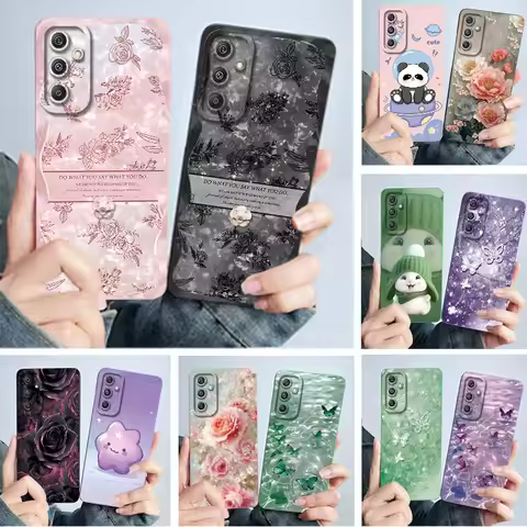 For Samsung Galaxy M34 M35 5G F34 5G Simplicity Flowers Liquid Shockproof Silicone Soft Phone Cover 