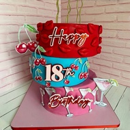 ,, ins Style 18th Birthday Happy Cake Decoration Plug-In Girl Adult Gift Birthday Cake Decoration