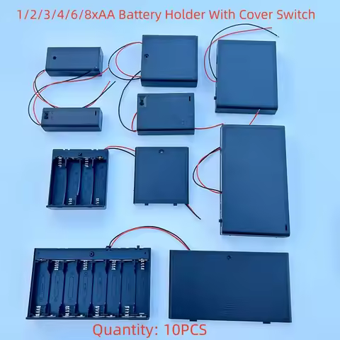 10PCS 1/2/3/4/6/8XAA Battery Holder Covered Battery Box Black And Red Wires And Switch Solderless Se