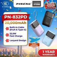 [3C Certified] Pineng PN-832PD 22.5W Fast Charge Powerbank Built-in Cable 20000/10000mAh PN832/PN710