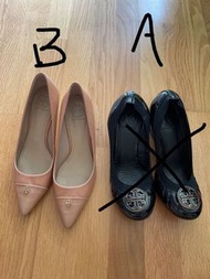 超新 每對穿少於10次 Tory Burch 高跟鞋 👠 純杏色 工服 返工 斯文 必備 長青 百搭款 flats 超舒服經典 鞋 us 6 6.5/  size 36 37 / black plat