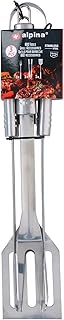 alpina BBQ Accessories - Barbecue Cutlery - 3-Piece Set - Tongs Spatula/Fork - Stainless Steel