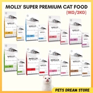 Molly Dry Cat Food 2kg Molly Super Premium Cat Food repack 1kg Makanan Kucing Kitten food shiny hair