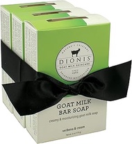 Dionis Goat Milk Skincare Bar Soap, Shea Butter &amp; Olive Oil Nourish, Moisturize, &amp; Restore, For All Skin Types, Non Greasy, No Residue, Verbena &amp; Cream, Bundle Of 3