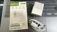 INFINIX 68W/45W Travel Fast Charger with Type C USB Cable Quick Charging Charger