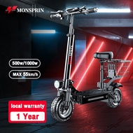 Local Warranty 1 Year MONSPRIN Q5/Q7 Adult Daily Commuting Electric Scooter Foldable Dual Steering/Side Light Escooter Load 200KG Speed 55KM/H Waterproof ebike Sports Scooter Removable seat adult off-road escooter Waterproof for outdoor travel