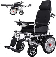Adult Foldable Heavy Duty Electric Wheelchair with Headrest Adjustable Backrest and Pedal,Joystick, Drive with Electric Power Or Use As Manual Wheelchair,Black