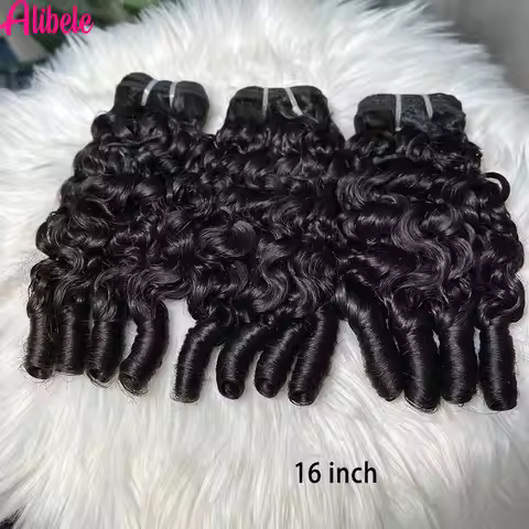 Alibele Hair 12A Grade Burmese Pixie Curly Human Hair Bundles Extension Remy Hair Weave Bundles Whol