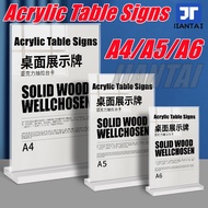 Acrylic Sign Holder, A6 A5 A4 Clear Table Menu Display Stand Desktop Display Stand Paper Holder Tabl