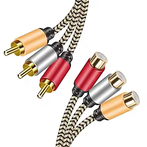 3RCA Male to 3RCA Male/Female ,3 RCA Extension Cable Nylon Braid 3 RCA Male to 3 RCA Female Stereo A