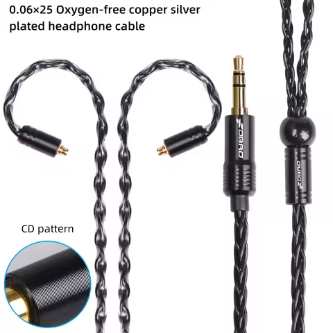 8core MMCX 2Pin 0.78mm A2DC Silver Plated Earphone Cable 3.5mm Balanced Headset Audio Jack Cable For