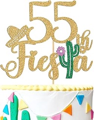 55th Fiesta Cake Topper, Cheers to 55 Years/Taco Bout 55 Cake Decor,Tropical Hawaiian Mexican Summer