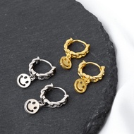 Sterling Silver Earrings 2024 Men's Smiley Face Earrings Girls Ear Piercing Ear Buckles Earrings Sin