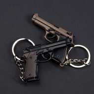 Csnoobs 1:4 Alloy 92F Model Pistol Keychain Portable Toy Gun Detachable Fake Gun Collection Small Gi