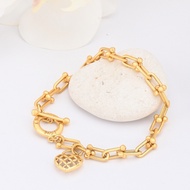ZHULIAN U Link Hardware T-Bar Toggle Bracelet 24K Gold Plated