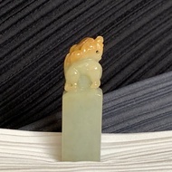 天然 翡翠玉印 招財貔貅 黃翡 印章 開運印鑑 免費開光