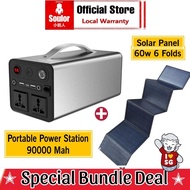 [SOULOR] Original Outdoor Portable Power Station 220v/300w /90000mah With 60W Solar Panel Large Capa
