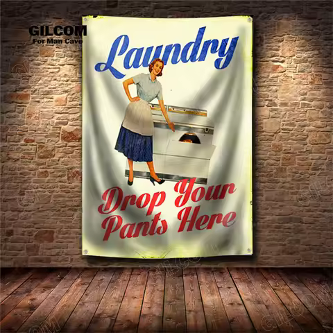 Advertisement Logo Banner Flag Laundry Taxi Beach Huts Poster Art AD Vintage Sign Motorsprots Car Ma
