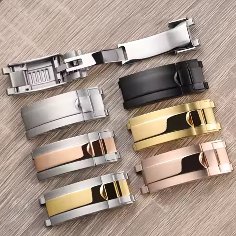 high quality matte polished silver black rose gold 9*9mm deployment watch clasp for Rolex Submariner