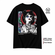 Japanese Yakuza Girl Unisex TShirt Reflective Clothes Streetwear Tattoo Cyberpunk Harajuku Gothic