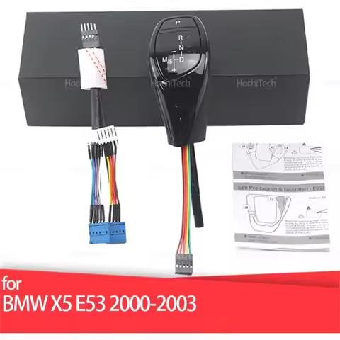 LED Handles Gear Shift Knob Lever Stick Head Sliver PU Leather For BMW X5 E53 3.0i 4.4i 4.6is 4.8is 