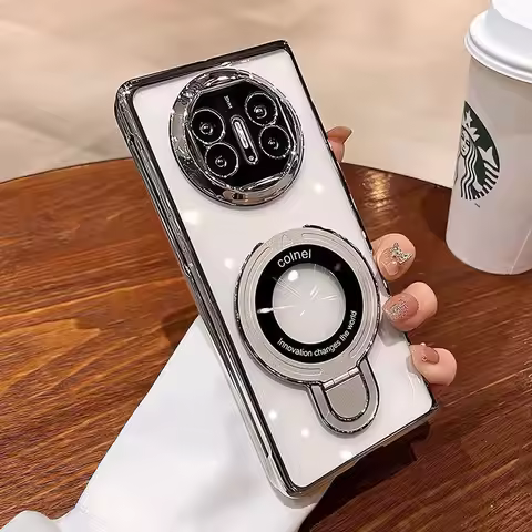 Case For Honor Magic V5 V3 Magnetic Invisible Stand Electroplated Soft Cover For Honor MagicV5 V3 Sh