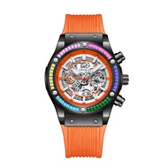 2024 ONOLA ON6841 mens watch fashion rainbow diamond automatic mechanical watch mens waterproof sili