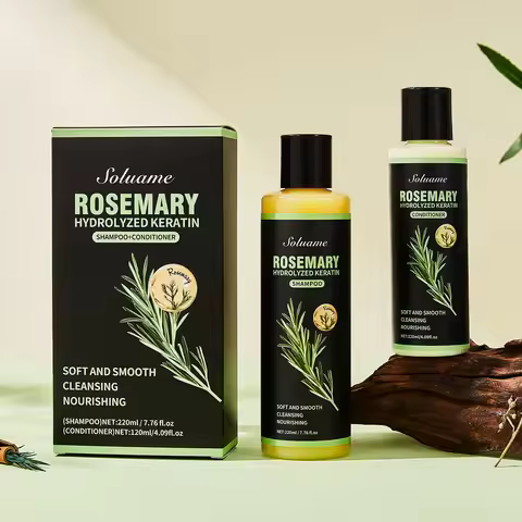 Rosemary Hydrolyzed Keratin Shampoo and Conditioner Set for Damaged Hair, Nourishing Hair Care for S