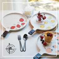 =IG=Japanese Hand-Painted Ceramic plate Pizza plate IG STORY Cute hand Breakfast plate Baking plate 