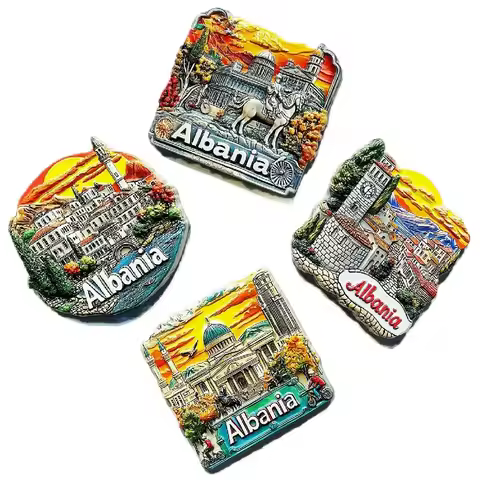Balkan Peninsula 3D Fridge Magnets Albania Europe Souvenir UV Printing Resin Refrigerator Magnets St