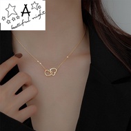 [Ready stock/onsale] COD 24k Saudi Gold Necklace Pawnable Legit Shiny Double Heart Love Heart Zircon Simple Fashion Ladies Party Gift Collar Jewelry pawnable jewelries nasasangla sale legit jewelry accessories gifts for women