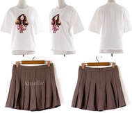 100% new setelan baju celana rok mini skort kotak wanita korea import