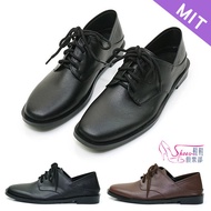 Bag Shoes [Shoes Club 2 Hall] [028-7195] Made In Taiwan Mit.square Toe Laced-Up Back Gentleman Leath