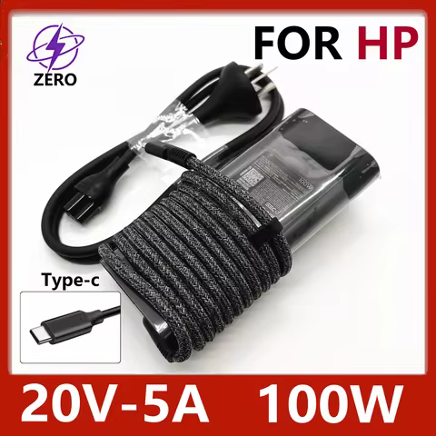 Original 100W 20V5A Usb-C Type-C Laptop Adapter Charger for Hp Pavilion Plus 14 Probook Omen Transce