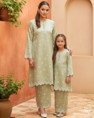 Kurung Riau Sulam Dayang Ibu & Anak Sage Green