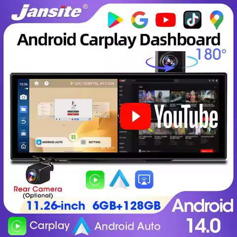 11.26 Inch 6+128G Android14 Dashcam 8 Core Wireless CarPlay & Android Auto Split Screen 5G WIFI Car 