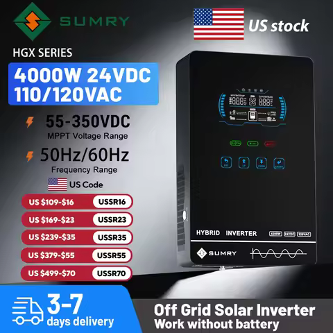 SUMRY Hybrid Solar Inverter 4000w 24V 140A Over-load Protection Pure Sine Wave Solar Inverter 5600W 
