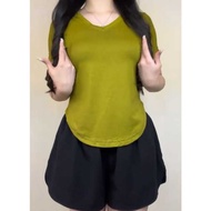 Women's Oval V-neck T-shirt Women's Plain V-neck T-shirt Plain T-shirt/