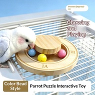 Wooden Bird Toy Multi Layer Track Turntable Ball Interactive Activity Toy for Parrot Budgie Cockatie