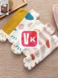 【VIKI品質保證】襪子 中筒襪 貓爪襪子女中筒襪加絨加厚保暖冬天毛毛絨珊瑚絨睡眠襪睡襪地闆襪新品