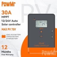 PowMr MPPT ตัวควบคุมเครื่องชาร์จพลังงานแสงอาทิตย์ 20A 30A 40A 12 / 24V ตัวควบคุมแผงโซลาร์เซลล์จอแสดงผล LCD โหมดควบคุมโหลดต่างๆ Support lithium battery