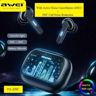 Awei T53 ANC/ENC主動降噪及通話降噪Active Noise Cancellation and Call Noise Reduction真無線藍牙5.3耳機 Wireless Earbuds