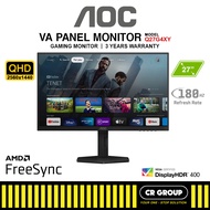 AOC Q27G4XY 27-inch QHD 180Hz Fast VA 2K Google Smart Gaming Monitor (3Yrs Warranty)