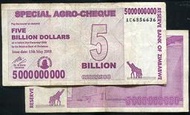 【紙幣】ZIMBABWE(辛巴威50億), P61 , 5-Billion , 2008 ,品相美VF #205456 