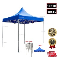 Canopy PVC Tarpaulin 10x10/10x15 Kanopi Khemah Pasar Malam /Besi Putih Tebal /Kain Tebal (Heavy Duty)