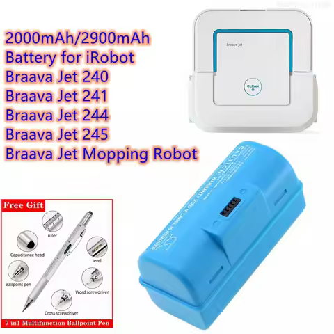 Mopping Robot Battery 3.6V/2000mAh/2900mAh 4446040, BC674 for iRobot Braava Jet 240, 241, 244, 245,