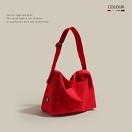 Zara5.9กระเป๋าจุของได้มากของผู้หญิงกระเป๋าผ้าใบช่องสีแดงระดับไฮเอนด์2024ฤดูร้อนกระเป๋าผ้าใบอเนกประสง