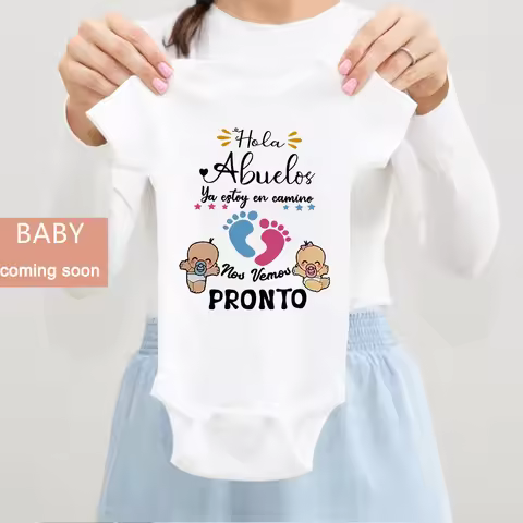 Hello Grandparents I'm on My Way See You Soon Print Baby Bodysuit Pregnancy Announcement Outfit Infa