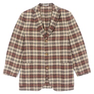 BOGLIOLI 2902E DOVER 亞麻真絲格紋單排扣修身西裝外套，ブラウン， 50碼，正品，義大利製造，男款，成色極佳。